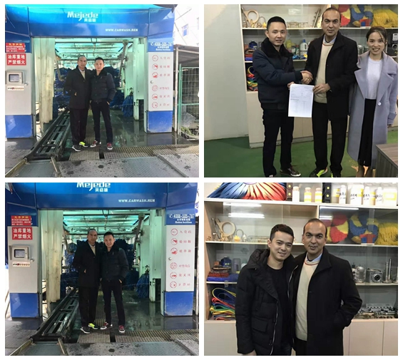 中國溫州凱沃2017新款歐標(biāo)隧道11刷電腦洗車機(jī)中東客戶簽訂合同現(xiàn)場
